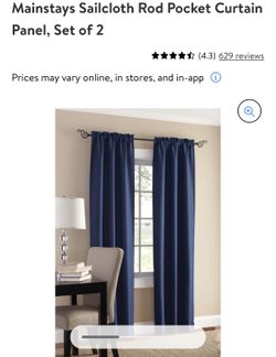 Mainstays Curtains 28x64 Set Of 4 Navy Blue