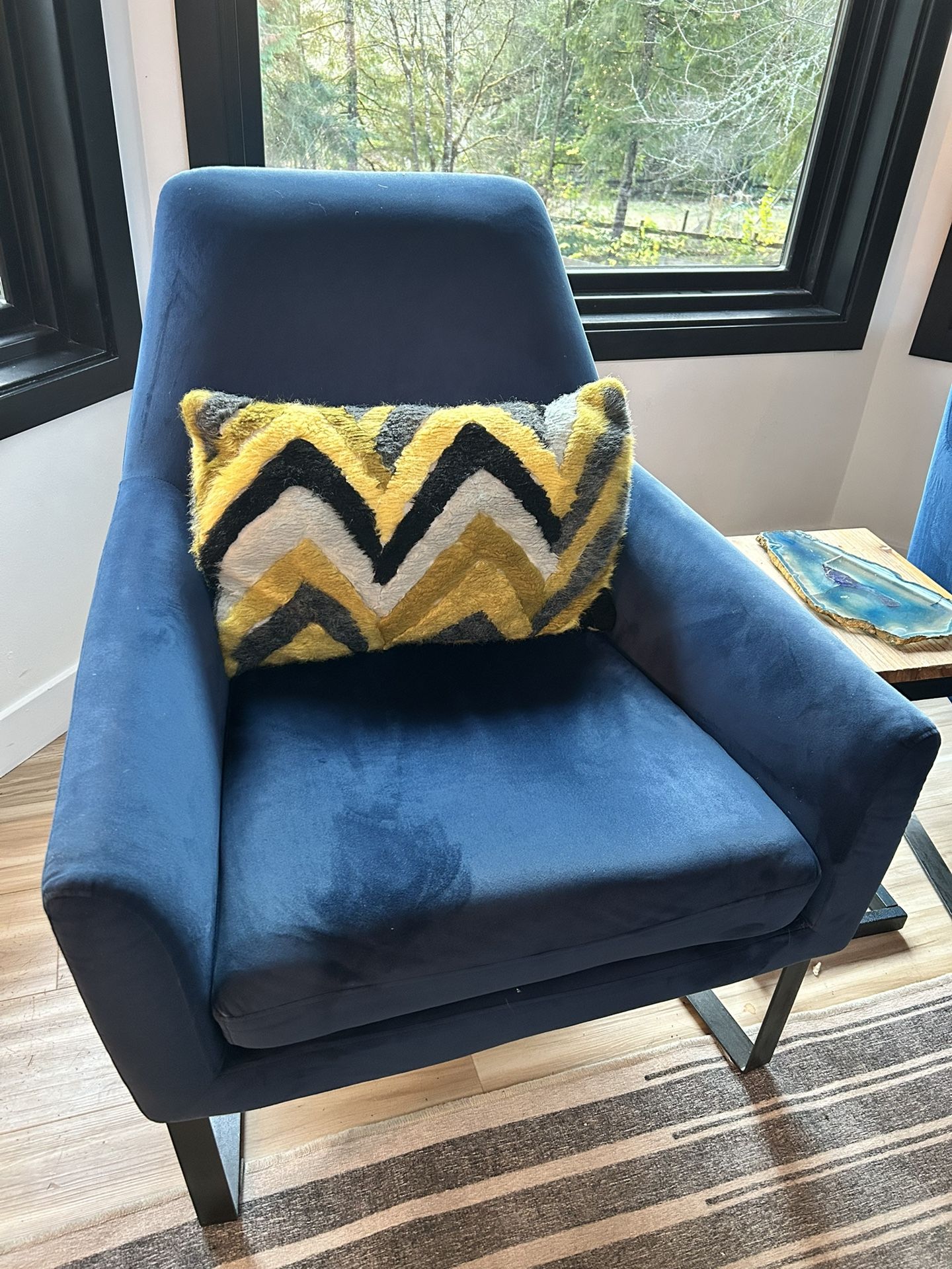 2- Navy Velvet Upholstered Chairs