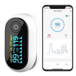 new Pulse oximeter, blood oxygen meter finger (SpO2) with Plethysmograph and Perfusion Index, portable OLED color display and battery included. About