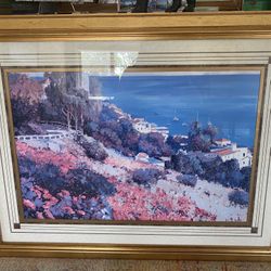 Golden-framed Mediterranean Print (39”W x 28”H)