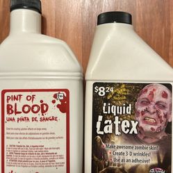 Halloween Costume Make Up Liquid Latex And Red Blood Prop 