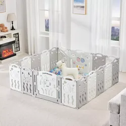 Baby Playpen, Upgraded Portable Foldable Baby Fence with Game Panel and Safety Gate 18 Panels
