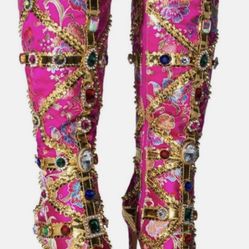 AZALEA WANG Embellished Knee Boots