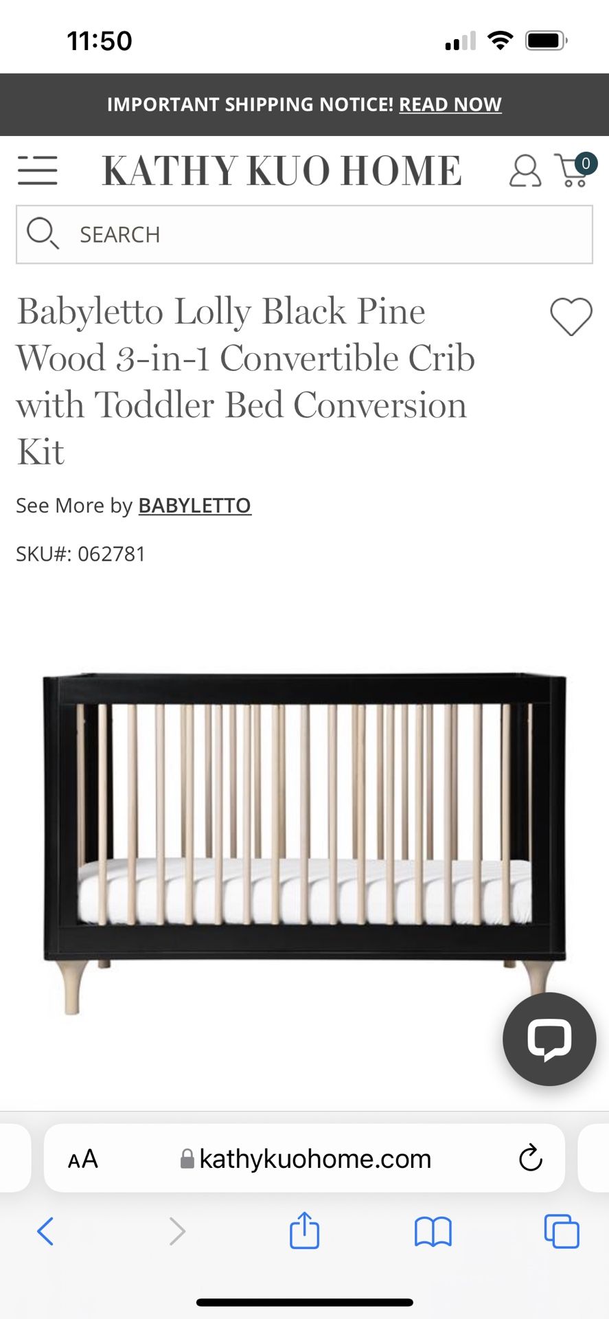 (Never Been Used) Babyletto Lolly Crib