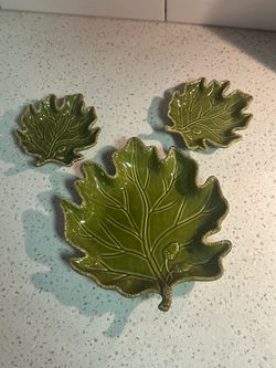 Glazed Ceramic Fall Leaf Dishes