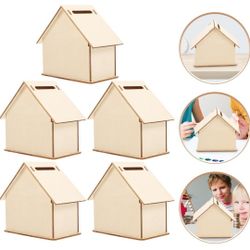 19pcs Wooden Piggy Bank, Unfinished Savings Bank House Money Box for Boys Girls Adults to Saving Money