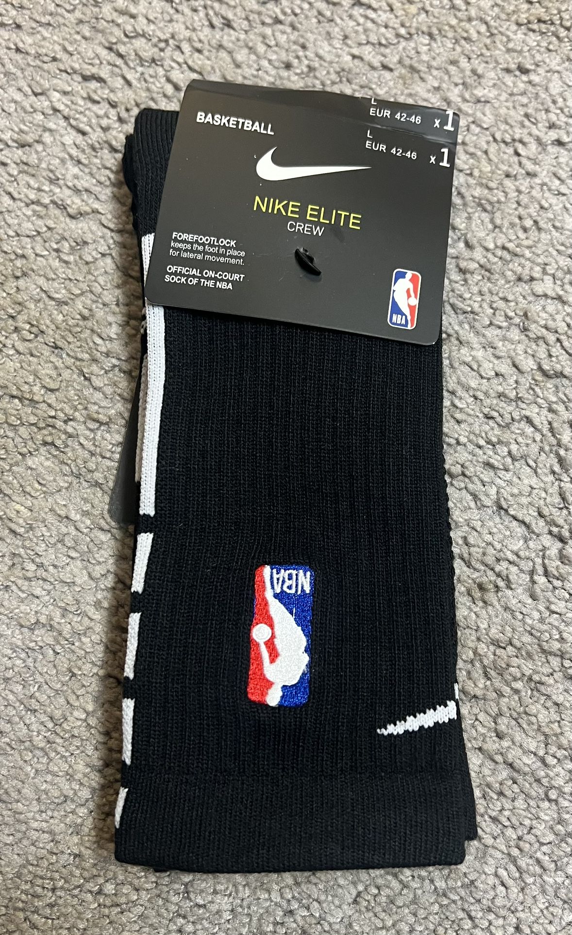 Nike Elite Drifit Crew Socks NBA Men’s Large 8-12
