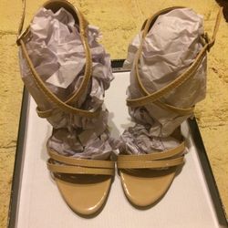 Tan strappy heels