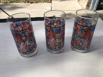  Coke Glasses With Stained Glass Look