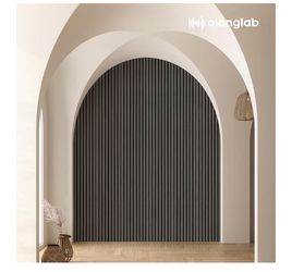 Wood Slat Wall Panels 4 Pack, Wooden Acoustic Wall Panels, 94.5"x12.6" Each 3D Wall Panels for Interior Wall Decor (Black-Extendo Trio)