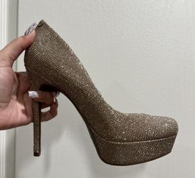 JESSICA SIMPSON glitter Gold PUMPS/shoes NEW