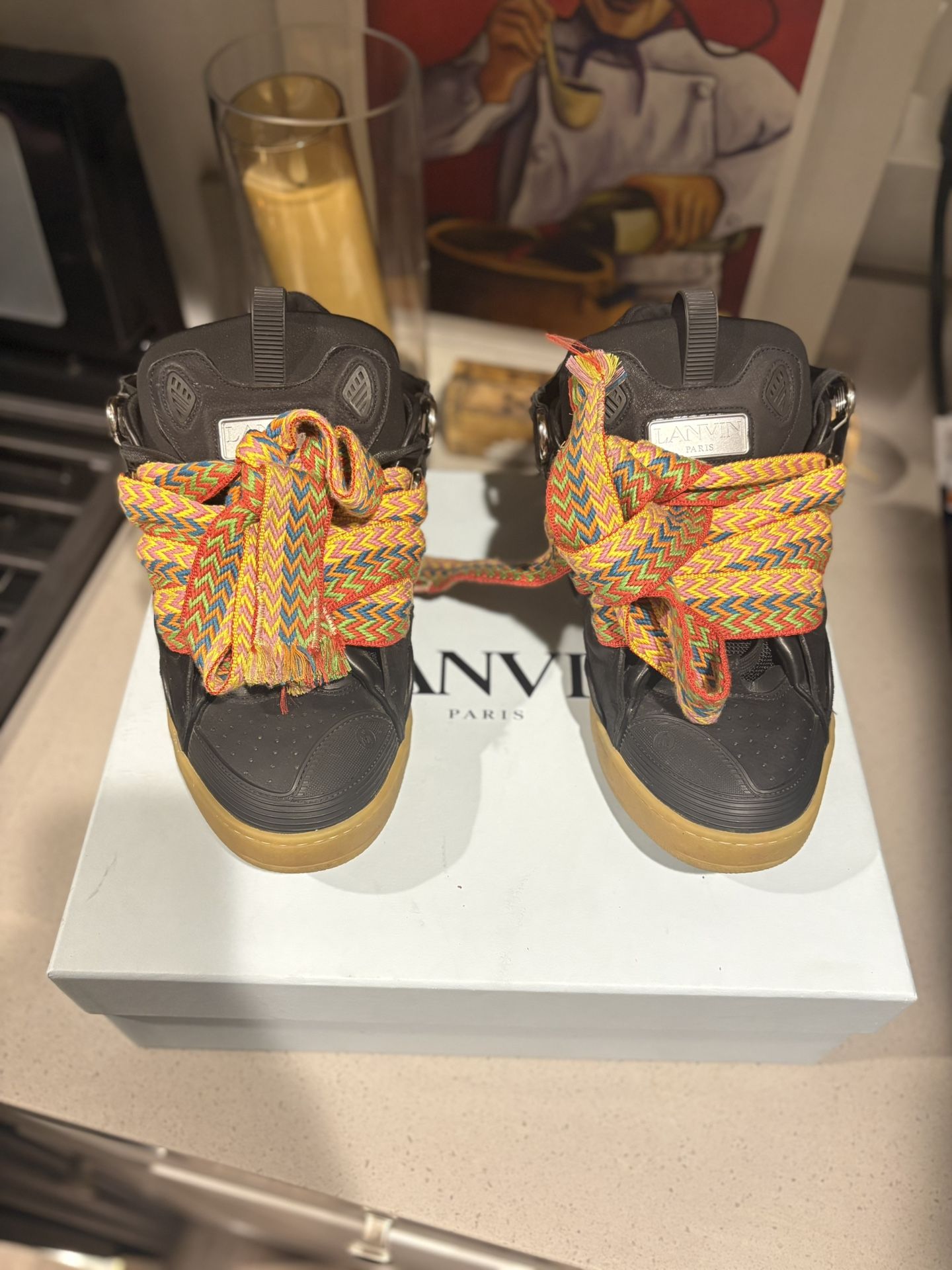 Lanvin black Leather Curb/ Eu 44 - Us 10.5/ Black Gum Bottom