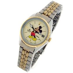 *RARE Working Vintage MICKEY MOUSE LORUS SEIKO Coin Bezel Quartz Watch