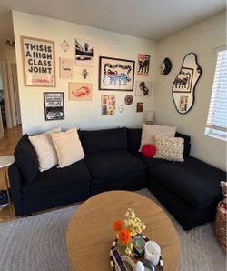 Black Cloud Couch Sectional with Movable Ottoman – $300 OBO