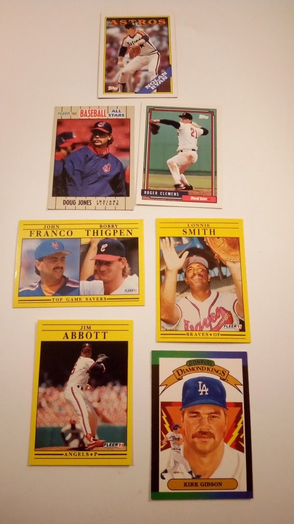 Lot Of 7 Vintage Baseball Trading Cards 7pc