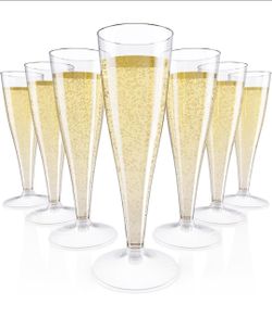 4.5 oz Plastic Champagne Flutes Disposable Clear 100 Pack
Disposable Champagne Glasses Suitable for Wedding, Thanksgiving Day, Christmas, Wine Glasses