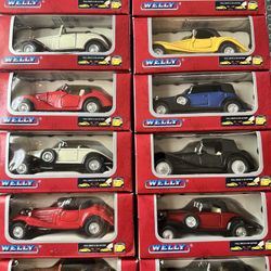 Welly Old Timer Die Cast Metal And Plastic Toy Cars Pull Back And Go Action