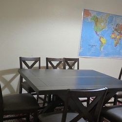 dark wood counter-height dining table set 8 Chairs 