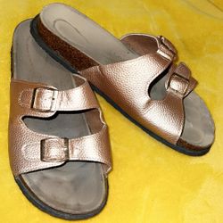 Rose Gold Slide On Sandals
