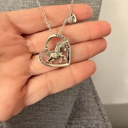 Unicorn charm necklace initial “M”