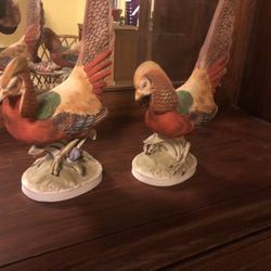 2 Lefton China Pheasant Figurines