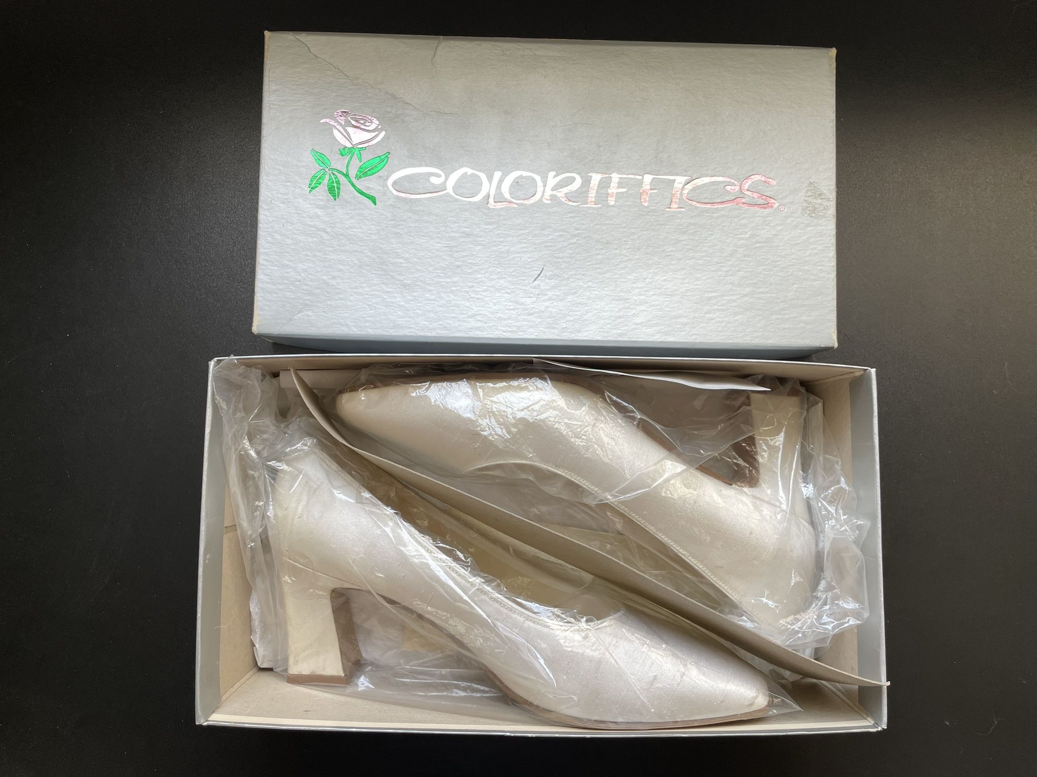 Vintage Coloriffics Monique Silk Bridal Shoes 7.5 Med