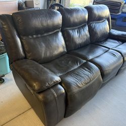Leather Sofa With Electric Recliners