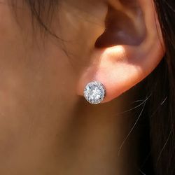 ,April Birthstone 18k White Gold Plated Stud Earrings Set