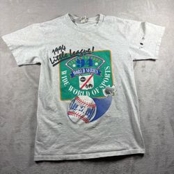 Vintage Nutmeg Mills T-Shirt Men LGray 1994 Little League World Series #10A