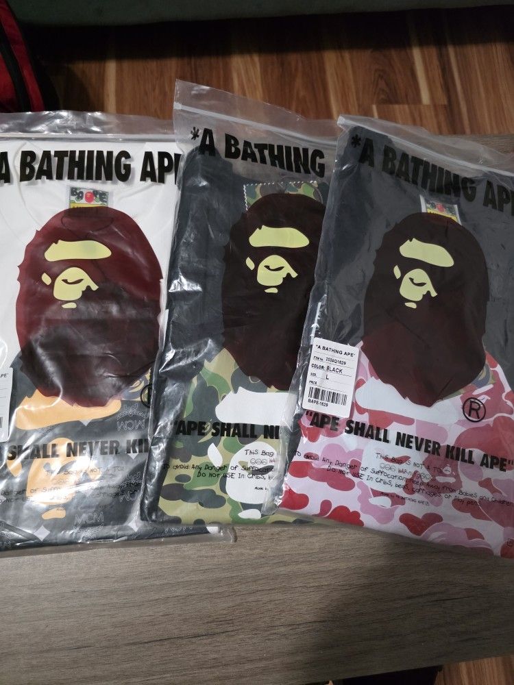 Size Large Bape Shirts New $60 Each
