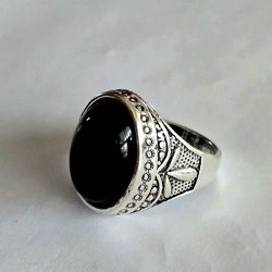 TITANIUM FOREVER WEAR SILVER NEW SIZE 9 MENS CLASSIC BLACK ONYX HIGH STYLE RING