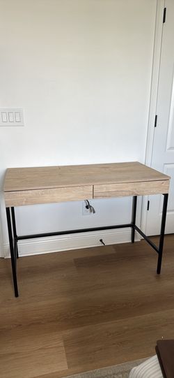 Target Threshold Desk with Drawers and Charging  Station Oak