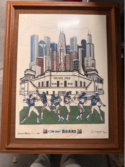 Vintage 1985 Chicago Bears Soldier Field Framed Plaque - Eugene Andreyev