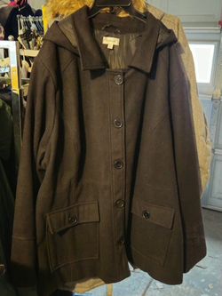 Avenue black hooded wool-blend pea coat Size-30/32