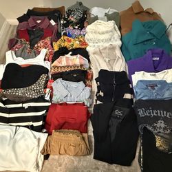 Women Medium Clothes Lot of 34-jackets Skirts Dresses Career Casual Romper Coat