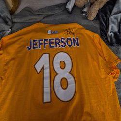 Autographed justin jefferson shirt, yellow, 2xl