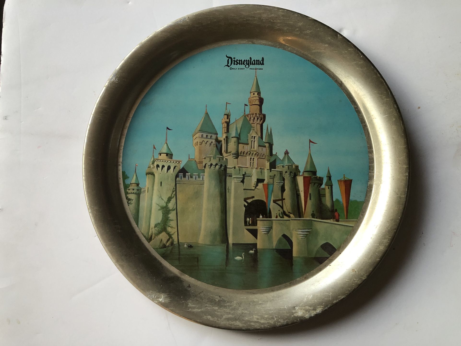 Vintage Disney 11” Disneyland Aluminum Souvenir Tray