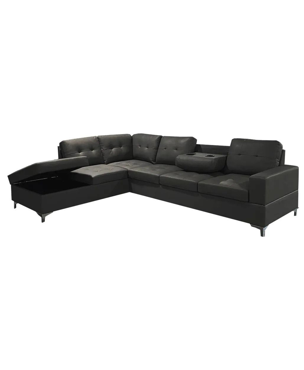 New Sectional With Storage Black 