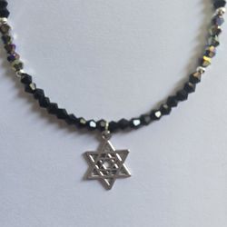 DESIGNER ORIGINAL SWAROVSKI BEAD  STAROF DAVID  16"CHOKER NECKLACE