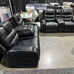 3PC Black Sofa & Love Seat & Free Recliner Chair