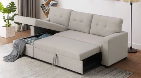 3-Piece Pull-Out Sofa Bed With Reversible Storage Chaise