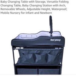 Baby Changing Table, Versatile Folding Changing Table, Waterproof Diaper Changing Station, Adjustable Height with 2 Drawers,Baby Changing Station, Mob