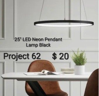 New 25" Led Neon Black Pendant Project 62
