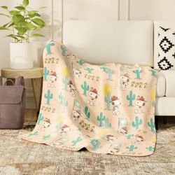 Peanuts Snoopy Woodstock Camping Scout & Cactuses Plush Blanket New