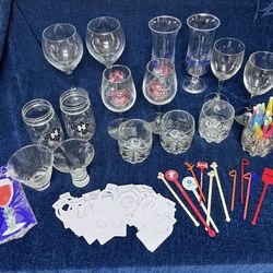 Bundle Of Cocktail Glasses And Accessories 