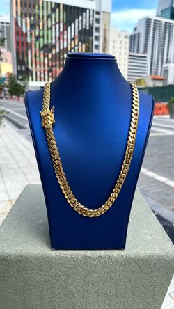 Handmade Miami Cuban Link Chain 10MM 22” 14K Gold Over .950 Silver