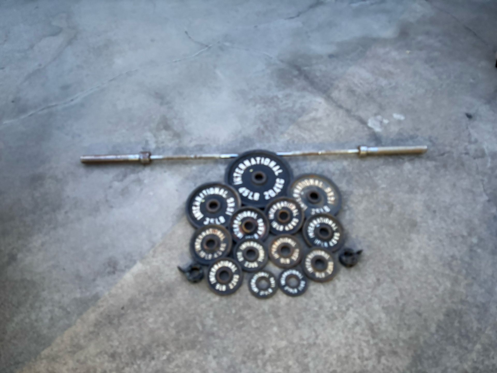 Olympic 2” Weight Set 180lbs + 45lb Barbell w/ Clamps