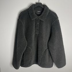Todd Snyder Sherpa Snap Pullover Mens XL Black Fleece