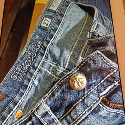 MISS ME JEANS WOMENS 27 SIGNATURE BOOT MERMAID BLING POCKET JEANS SIZE 27