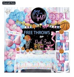 Free Throws or Pink Bows Gender Reveal Party Set